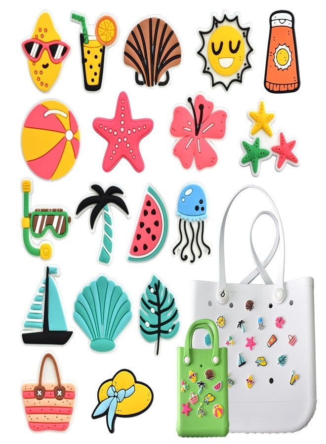 WLEAD 18PCS Summer Beach Charms for Bogg Bags - Durable Rubber Bag Accessories with Sturdy Clips, Tote Decorations for Women Girls Teens, Pool Vacation Gift Set - Image 1